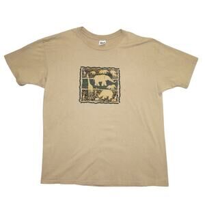 Vintage Safari  – Elephant, Giraffe, Rhino Wildlife Print – Anvil USA – Size 2X